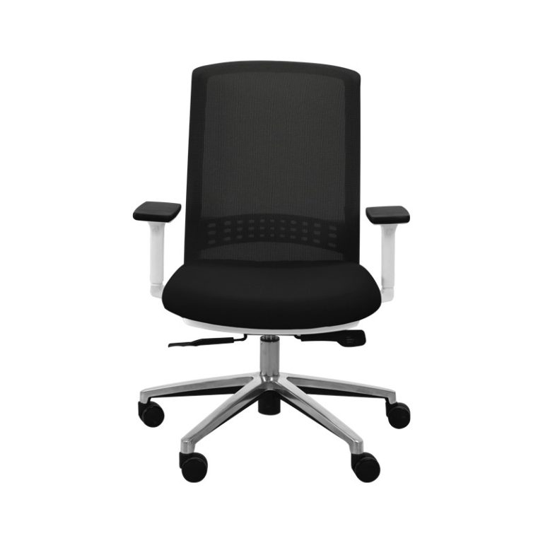 silla ejecutiva dynamic estructura blanca asiento y mesh negros